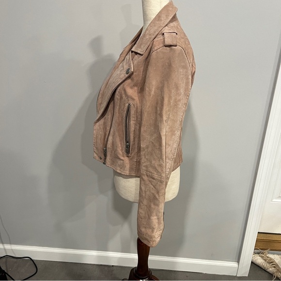 Blank NYC SL8 Light Pink Beige Women's Tan Suede Biker Jacket Medium - Picture 4 of 10